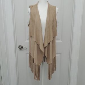 Beige Fringe Vest